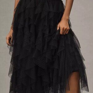 Chéri Ruffled Tulle Midi Skirt by Anthropologie size Medium
